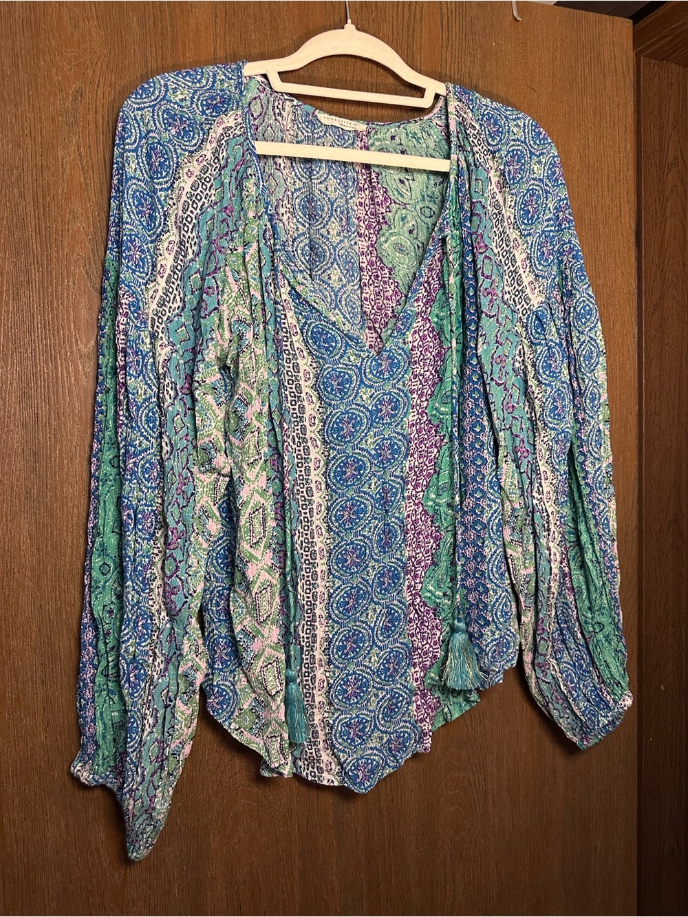lovestitch Blue & Teal Paisley Boho V-Neck Tunic